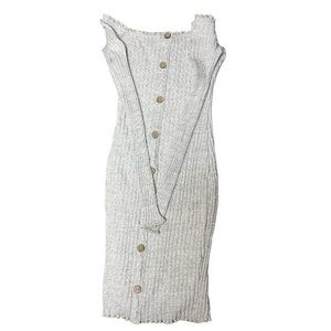 Fashion Nova Light Grey Ribbed Off The Shoulder Bodycon Dress